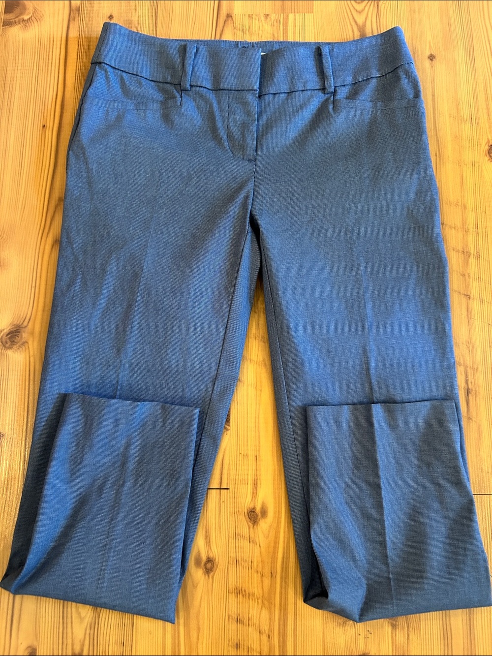 LOFT Navy Tiny Checked Cropped Rivera Pant, Size 00